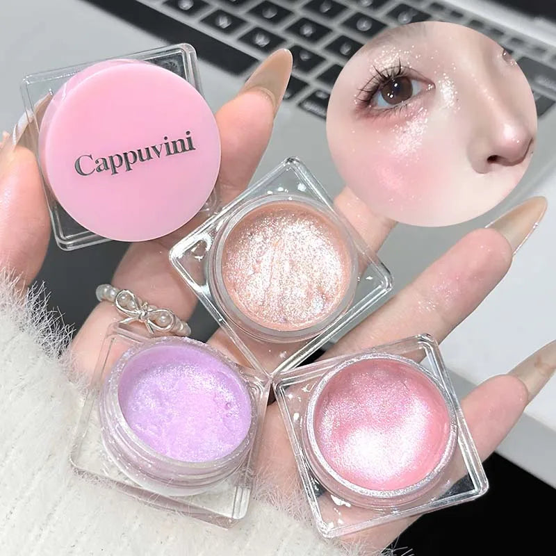 Waterproof Diamond Highlighting Liquid Pink Pearlescent Eyeshadow Gel Pink Purple Lying Silkworm Highlighter Liquid Gel Make Up