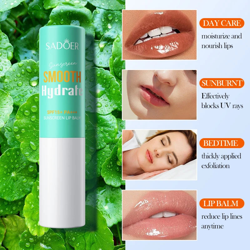 Spf 15+ Lip Sunscreen Solar Blocker Lip Balm Moisturizing Fade Lip Lines Nourishing Hydrating Lipstick For Lips Skin Care