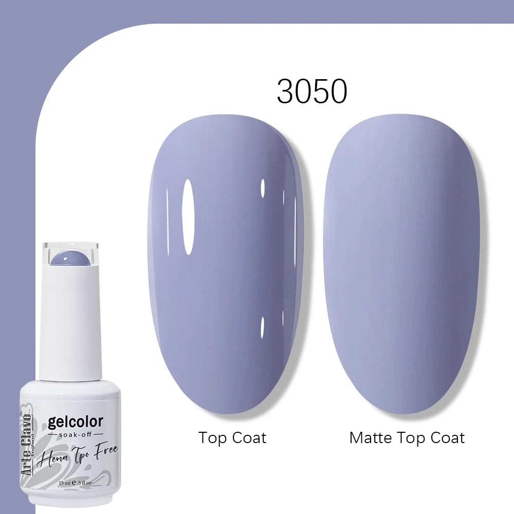 Arte Clavo Solid Color Gel Nail Polish 15ml Soak Off UV LED Gel Semi-Permanent Glitter Polish For Manicure Nail Art Salon Gel