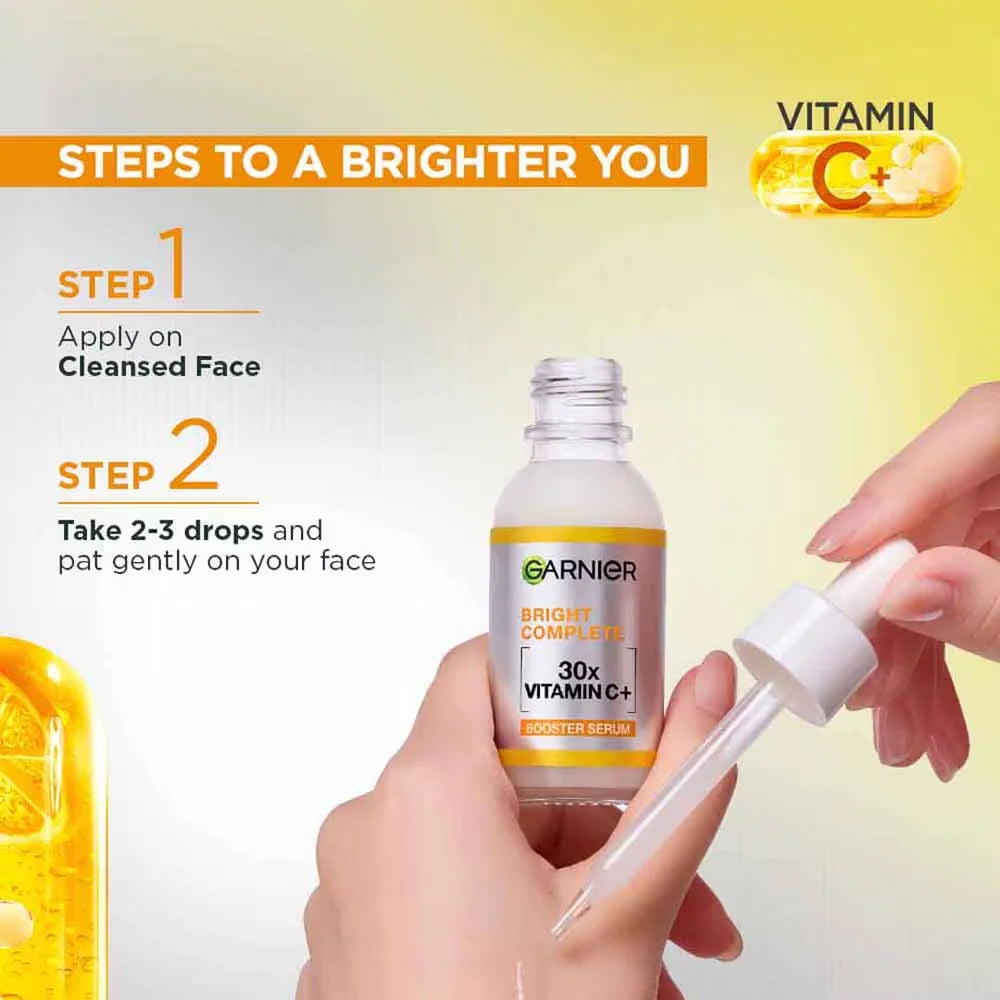 Garnier Bright Complete Vitamin C Booster Face Serum 30ml Facial Essence With 377 For Skin Radiance Even Texture Daily Care