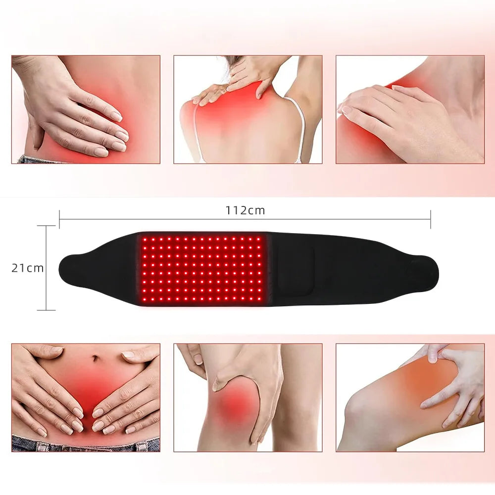 660nm 850nm LED Red Infrared Light Therapy Belt for Face and Body Back Knee Hands Feet Relief Portable Light Therapy Belt Pad