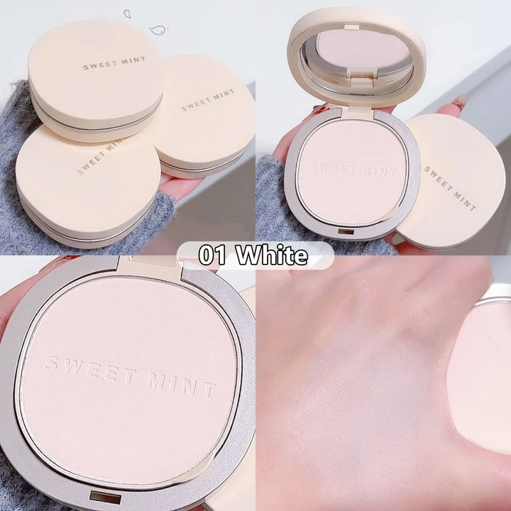 Pressed Powder Transparent White Brighten Oil Control Waterproof Concealer Lasting Natural Face Makeup Setting Powder Cosmetic