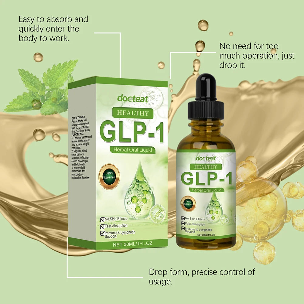 GLP-1 Supplement Liquid Drops Weight Loss Anti Cellulite Promote Thigh Waist Belly Fat Reduction Slim Down Body Slimming Oil