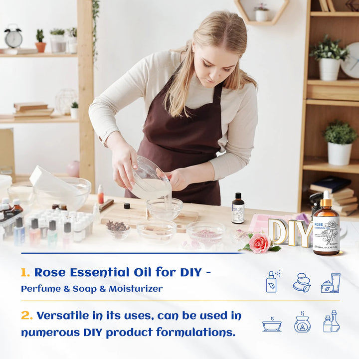 HIQILI Essential Oil Rose Geranium Lavanda Citronela Tea Tree vanille Body Oil Face Skin Care Massage 100ML/3.38fl.oz