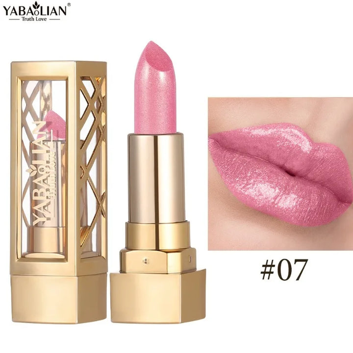 12 Color Gold Tube Lipstick Matte Pearlescent Glitter Shiny Velvet Lipsticks Red Brown Waterproof Lasting Solid Lip Gloss Makeup