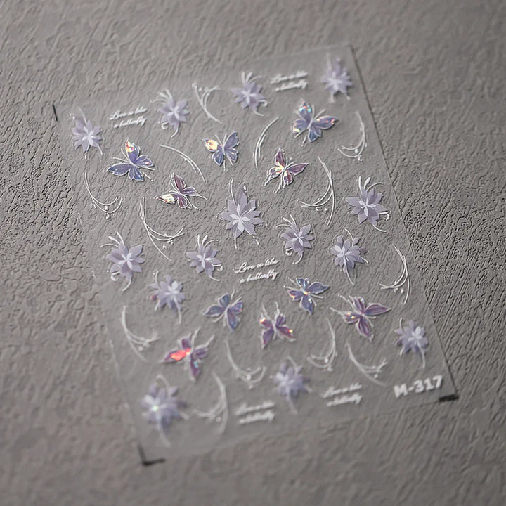 5D Butterfly Nail Stickers Sparkling Jelly Butterfly Nail Art Sticker Decorations Decals DIY Self Adhesive Slider Manicure Parts