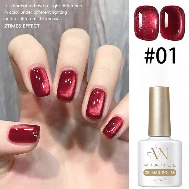 12ML 1-21PCS Autumn Nails Red through half the Sky Cat Eye Nail Glue Halloween New Whitening Glass Bead Cat Eye Nail Polish