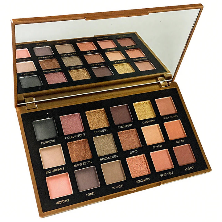 18 Color Golden Eye Shadow Palette Pearl Rose Gold Black Punk Style Matte & Glitter Eyeshadow Makeup Pearlescent Flow