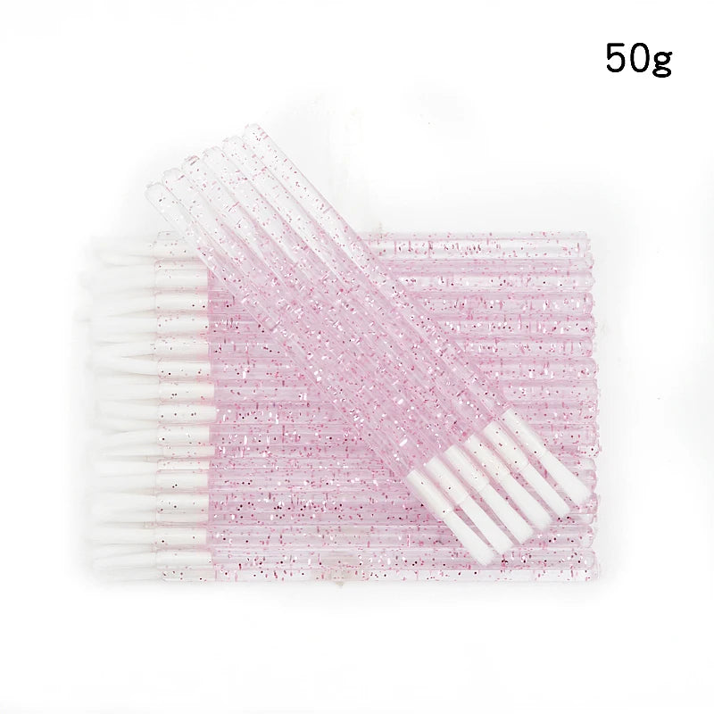 50pcs Disposable Nylon Lip Glossy Brush Lipstick Gloss Wands Applicator Eyeshadow Eyebrow Makeup Brushes Cosmetic Beauty Tools