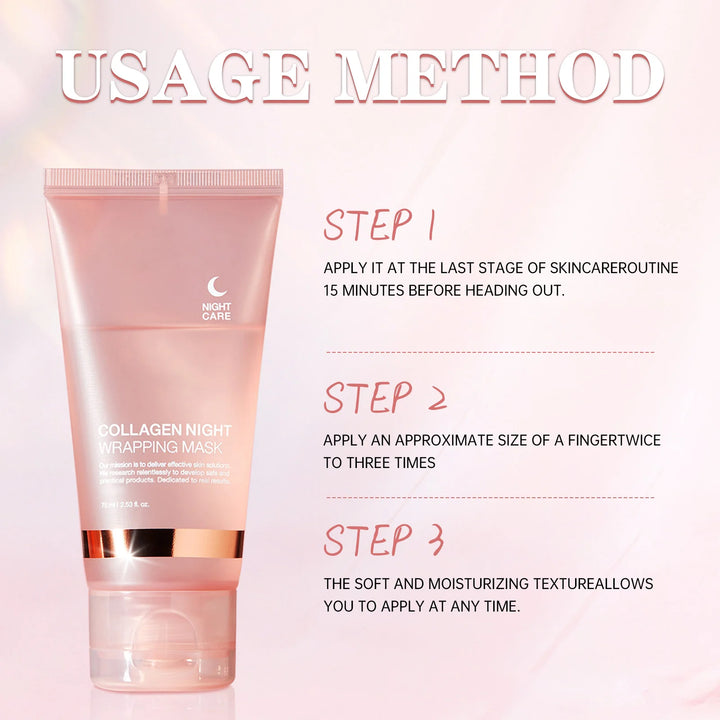 Face Mask Collagen Night Wrapping Mask Elasticity Hydration Reduces Sagging Dullness Hydrolyzed Collagen Skin Care Products 75ml