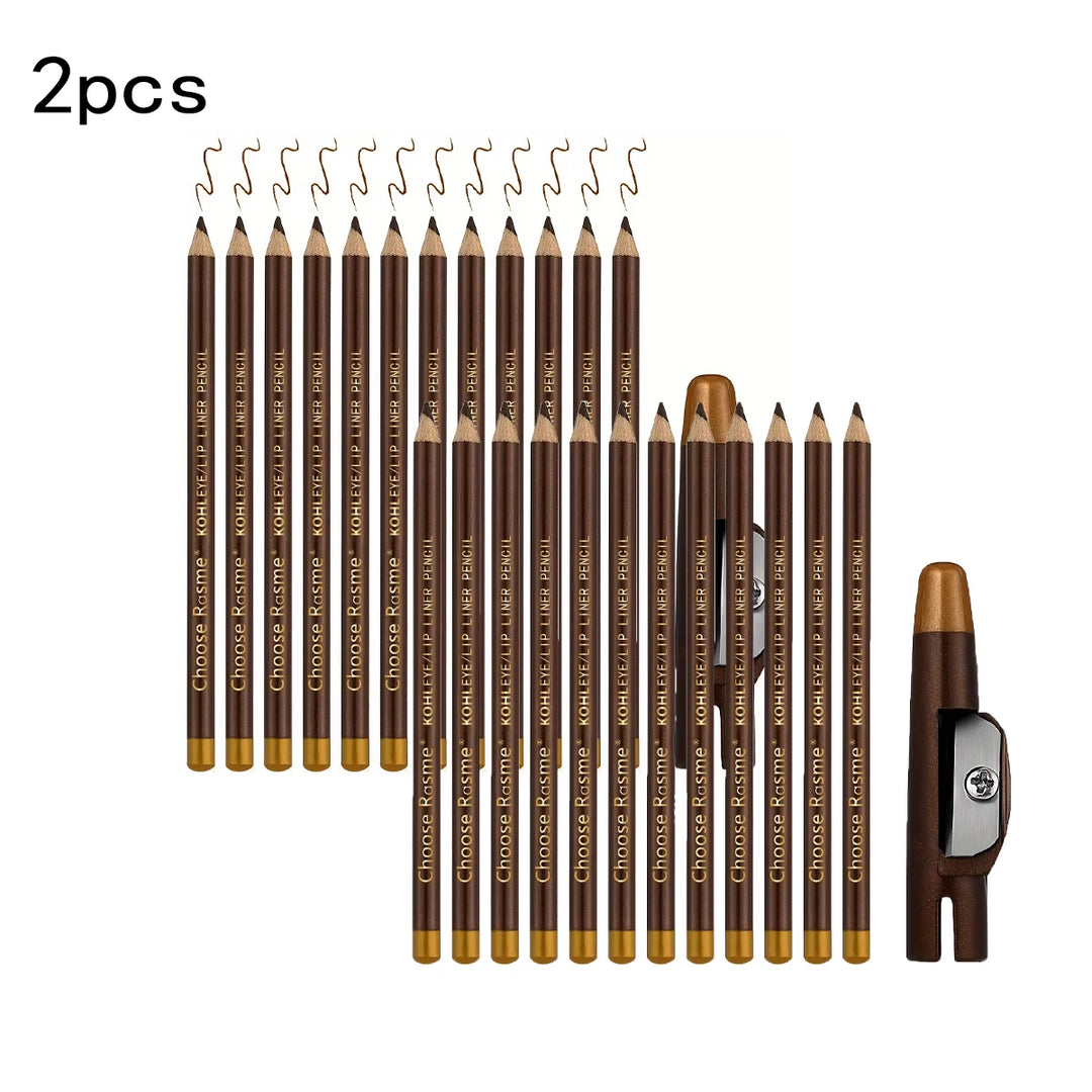 12pcs black/borwn/dark brown eyebrow pencil sharpener Eyebrow Pencil with Sharpener eyebrow line lasting