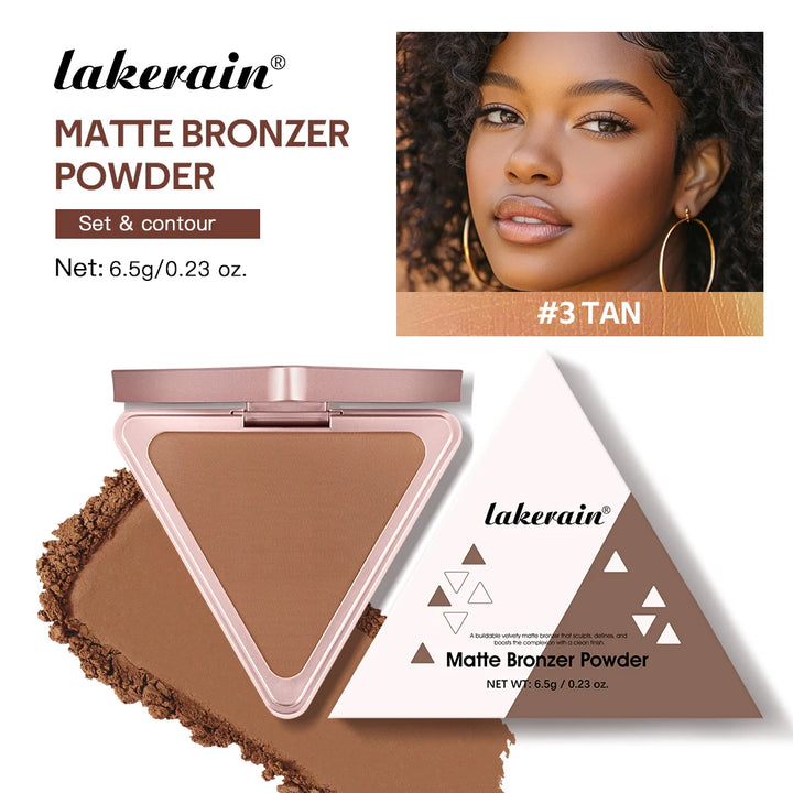 Lakerain Matte Bronzer Powder Long Lasting Makeup Effect Waterproof Sweatproof Setting Powder Oil Control Bronzer Face Makeup