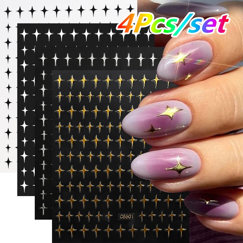 4/6Sheet/Kit Holographic Rainbow Love Heart Nail Sticker 3D Laser Heart Nail Decal Self-Adhesive Love Heart Manicure Slider &*&