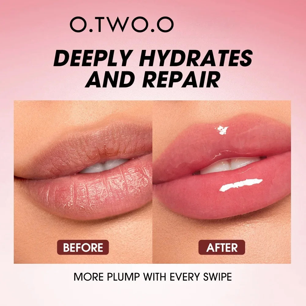 O.TWO.O Lip Oil Gloss Lip Plumper Makeup Moisturizing NonSticky Sexy Water Glossy Glitter Primer Tint Lip Balm Care Cosmetics