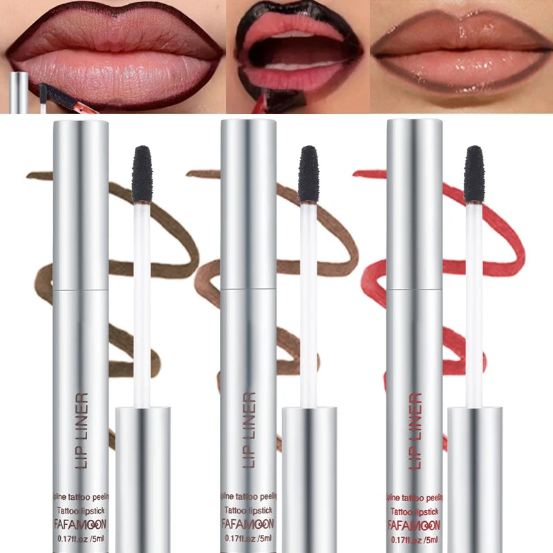 6 Color Waterproof Lip Liner Peel Off Tattoo Lip Gloss Lasting Matte Lip Tint Black Brown Contour Tear-off Makeup Stain Cosmetic