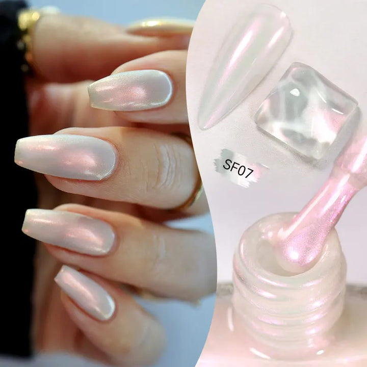 LILYCUTE 7ml Glitter Nail Polish Colorful Bright Sparkling Glitter Pearl Nail Art DIY Decoration No Need of Lamp to Cure