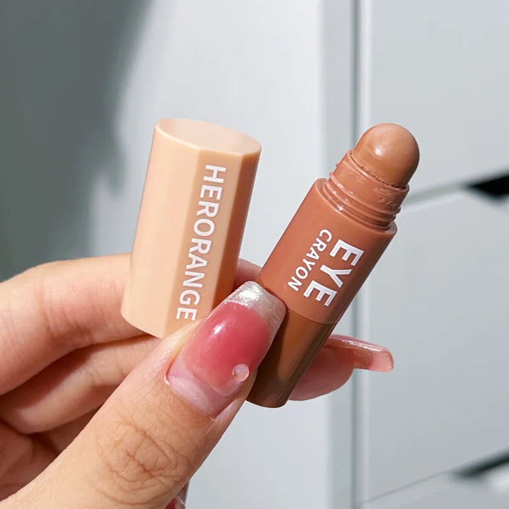Herorange 4-Color Eyeshadow Stick, Nude Tones, Fine Shimmer, One-Swipe Aegyosal Highlighter, Easy Lazy Makeup