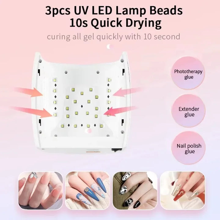 Rechargeable UV LED Nail Lmp, 66W Gel Nail Dryer, Professional Nail tool, 5-gear timing, Suitable for Home and Salon