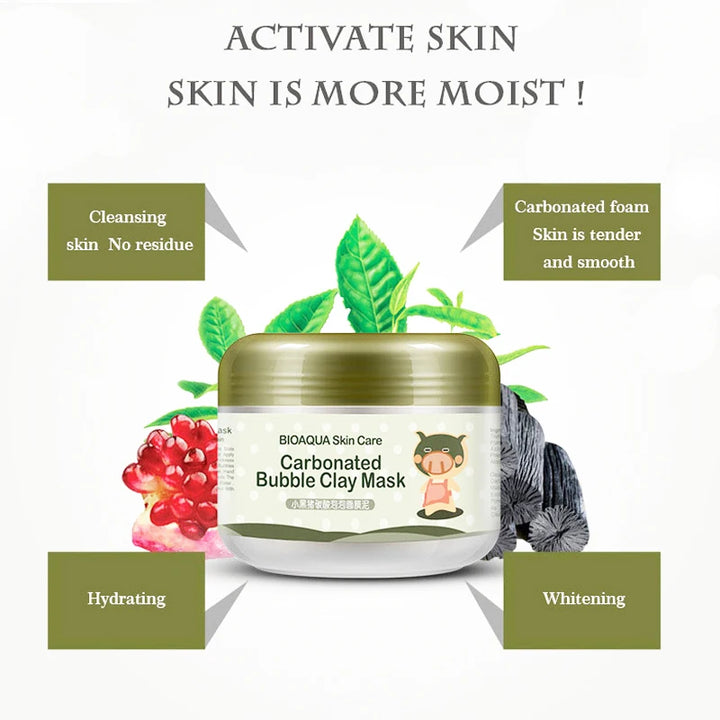 BIOAQUA Bubble Clay Mask Moisturizing Deep Cleansing Oil Control Blackhead Remover Face Mask Facial Mud Masks Skin Care for Face