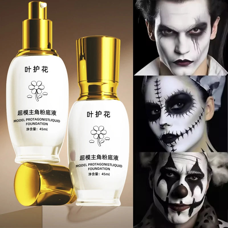 45ML Pure White Liquid Foundation - Long-Lasting Concealer Mixable Adjuster for Lighten & Brighten Cos Stage Makeup