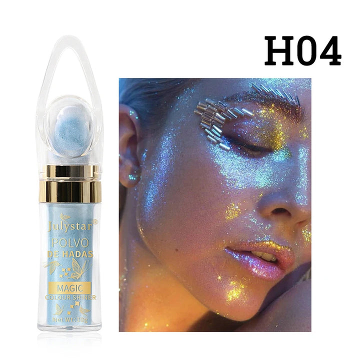 6 Colors Fairy Highlighter Pat Powder Glitter Polvo De Hadas Fashion Brighten Contour Blush Face Eyes Body Shimmer Powder Makeup