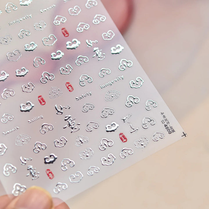1 piece 5D color crystal star nail stickers high quality love shiny silver hollow smear rainbow flower jelly design nail sticker