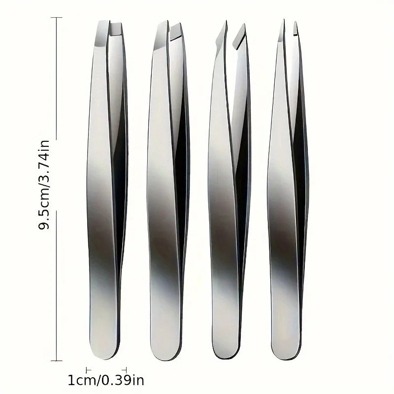 1/4 pcs Professional Eyebrow Tweezers Set Silvery and Rose Golden Eyebrow Forceps Beauty Tool Set For Facial Hair Inward Growing