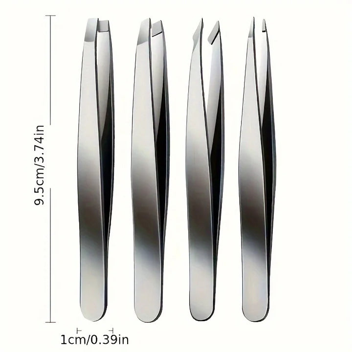 1/4 pcs Professional Eyebrow Tweezers Set Silvery and Rose Golden Eyebrow Forceps Beauty Tool Set For Facial Hair Inward Growing
