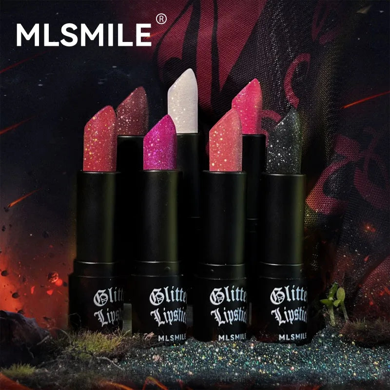 7 Colors Diamond Matte Lipstick Non-stick Cup Flash Lasting Pearlescent Metallic Lipstick Dark Black Lipgloss Women Lips Makeup