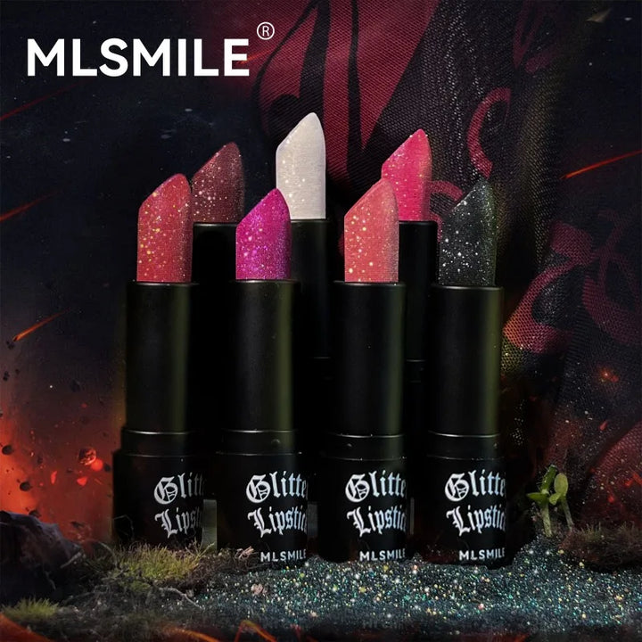 7 Colors Diamond Matte Lipstick Non-stick Cup Flash Lasting Pearlescent Metallic Lipstick Dark Black Lipgloss Women Lips Makeup