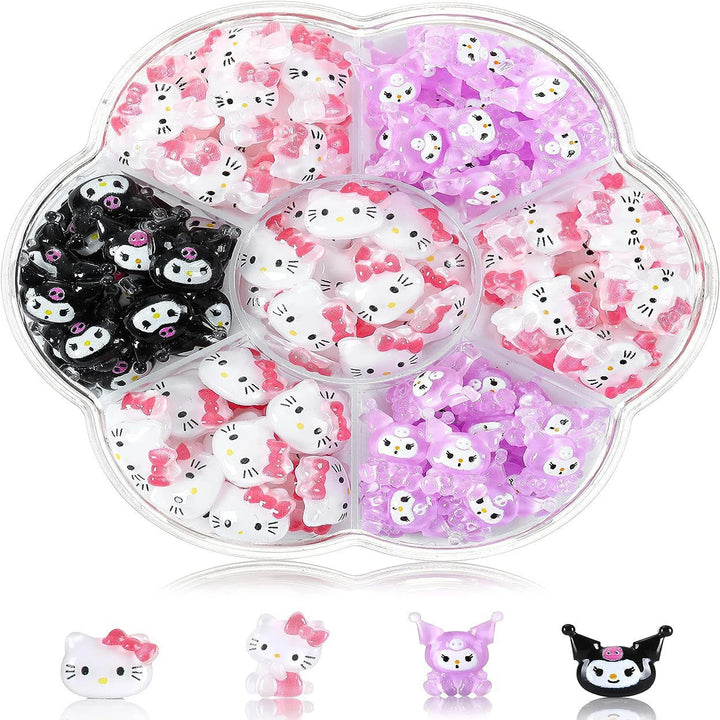 3D Cute Sanrio Family Series Nail Art Jewelry Decor Cartoon Hello Kitty Kuromi Nail Charms Rhinestone Gems Ornament Accessories