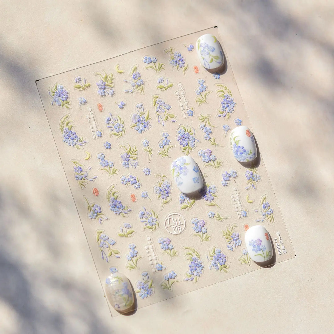 1pcs Dream Flower Window Shell Light Nail Art Stickers Japanese Flower Self Adhesive Stickers Press On Nails Decoration Decals