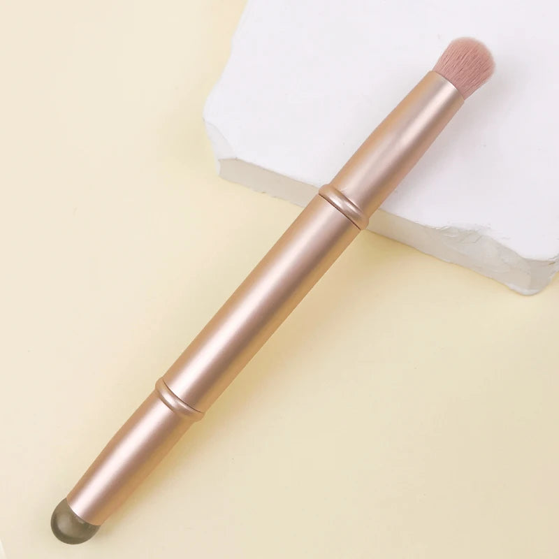 1pc double-head lip brush, aluminum alloy shell, dust-proof cover, makeup brush, jelly lip brush, makeup tool, facial makeup bru