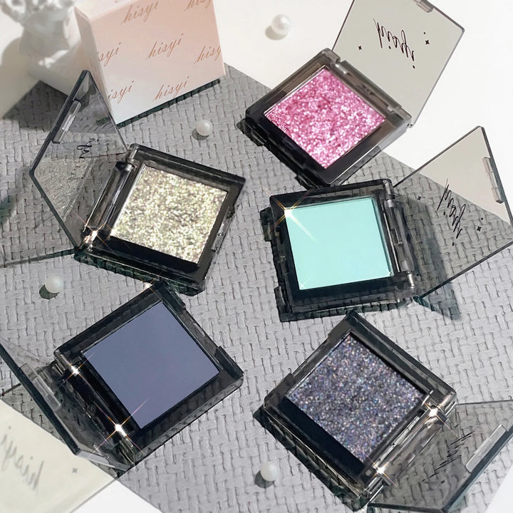 HISYI Dark Magic Monochrome Eye Shadow Pearlescent Matte Sequin Glitter Powder Eye Makeup Brightening Natural Makeup