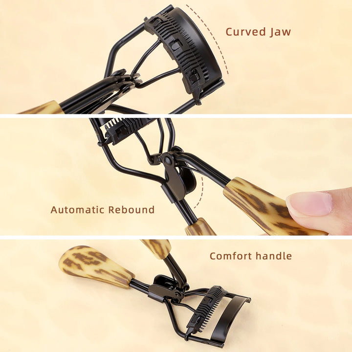 1PC portable eyelash curler, stainless steel leopard print handle eyelash curler, eyelash curling tool