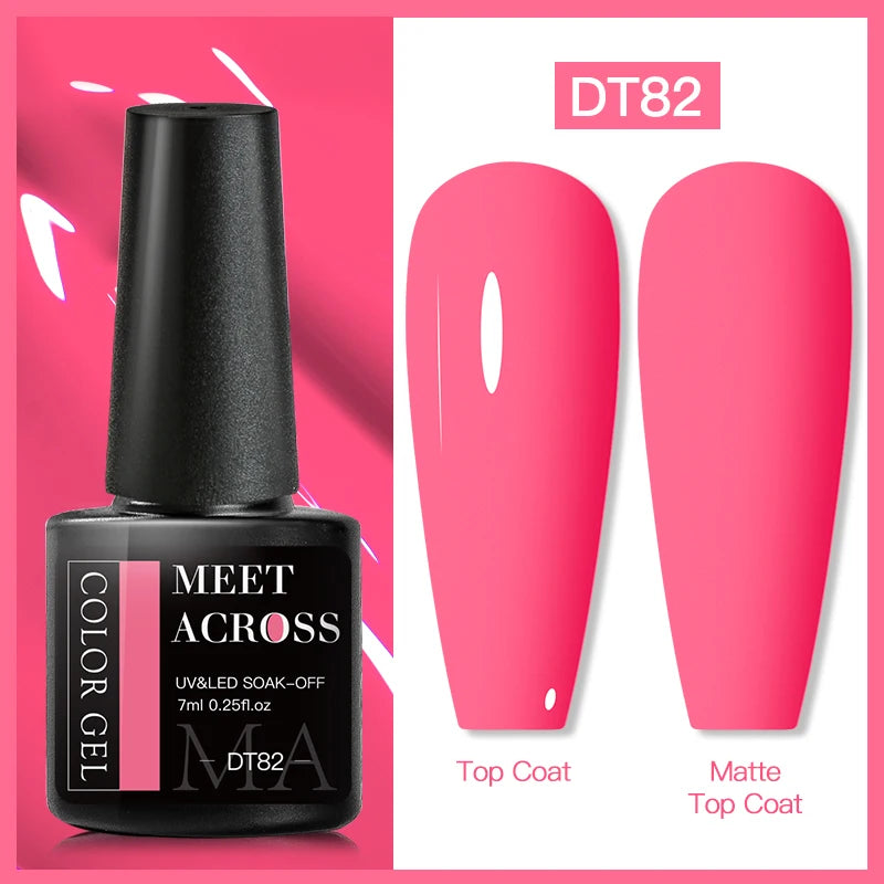 MEET ACROSS 7ml Fluorescent Gel Nail Polish Vernis Summer Neon Semi Permanent UV Gel Varnish Nail Art Manicure For Nails