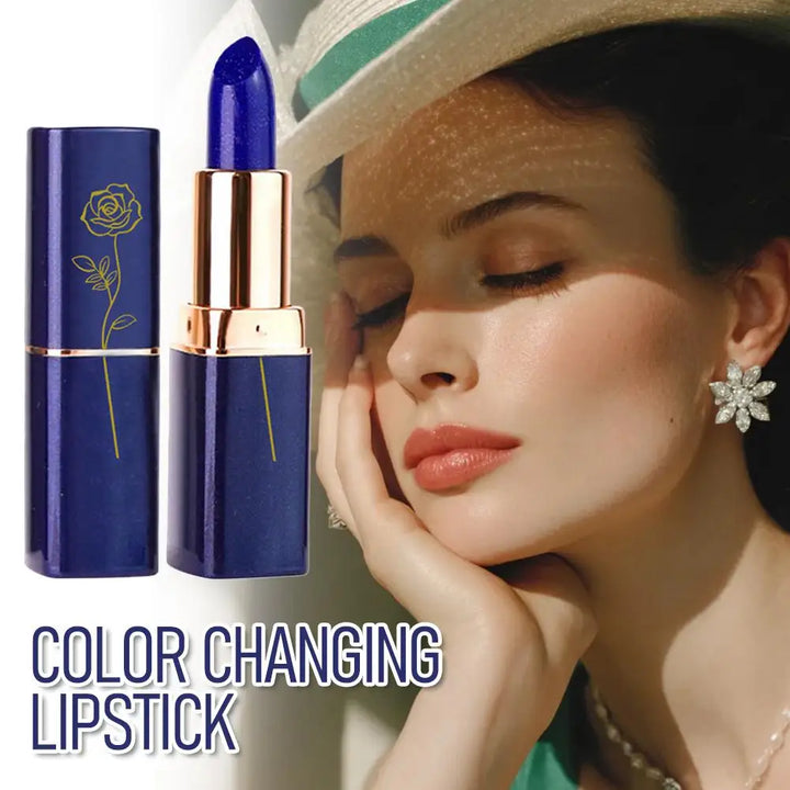 1/2PCS Magic Discoloration Blue-Rose Lipstick, Shimmer Color Changing Blue Lipstick Long-Lasting Moisturizing Lip Balm For Women