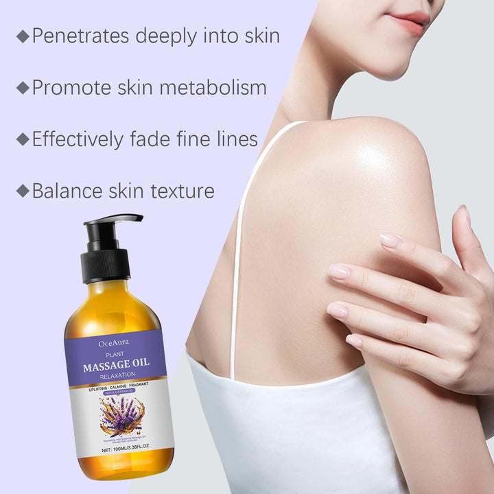 Lavender Essential Oil Moisturizing Body Skin Smoothing Soft Stress Relief Muscle Sore Help Sleep Spa Relaxing Massage Oil