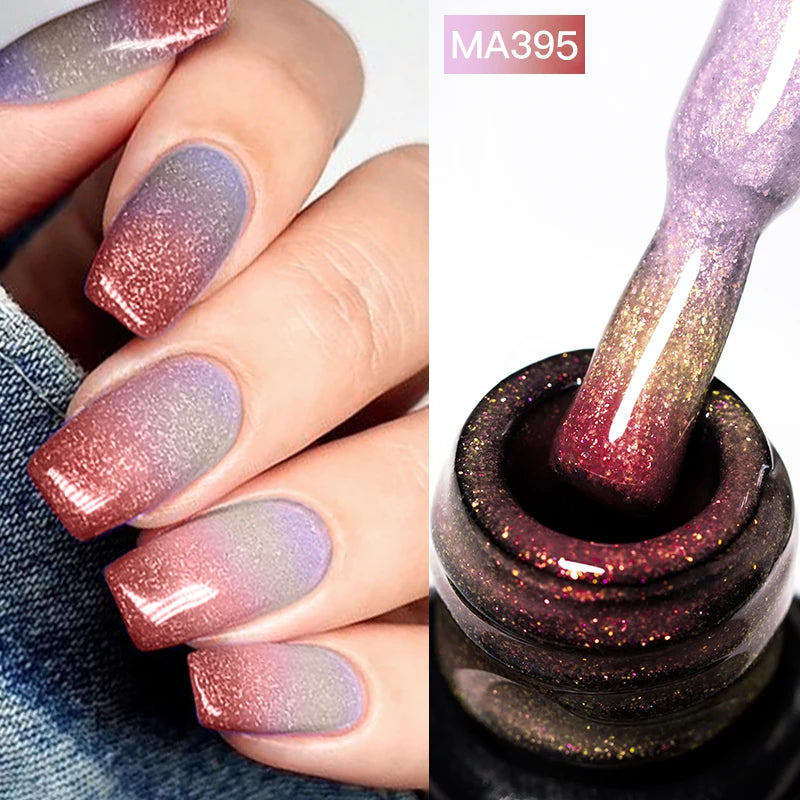 MEET ACROSS 7ml Jelly Nude Shimmer Rubber Base Gel Glitter Pink Purple UV/LED Nail Art Vernis Gel Polish for Manicure Nails DIY