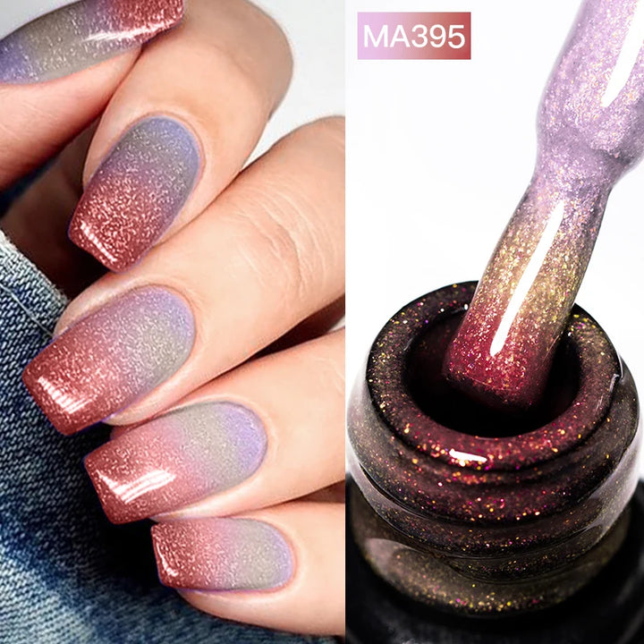 MEET ACROSS 7ml Jelly Nude Shimmer Rubber Base Gel Glitter Pink Purple UV/LED Nail Art Vernis Gel Polish for Manicure Nails DIY