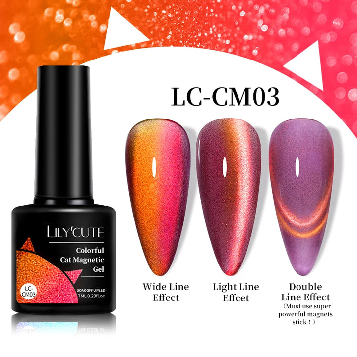 LILYCUTE 7ml 9D Cat Magnetic Gel Nail Polish Iridescent Magnet Semi Permanent Soak Off UV LED Manicure For Nail Art Gel Varnish