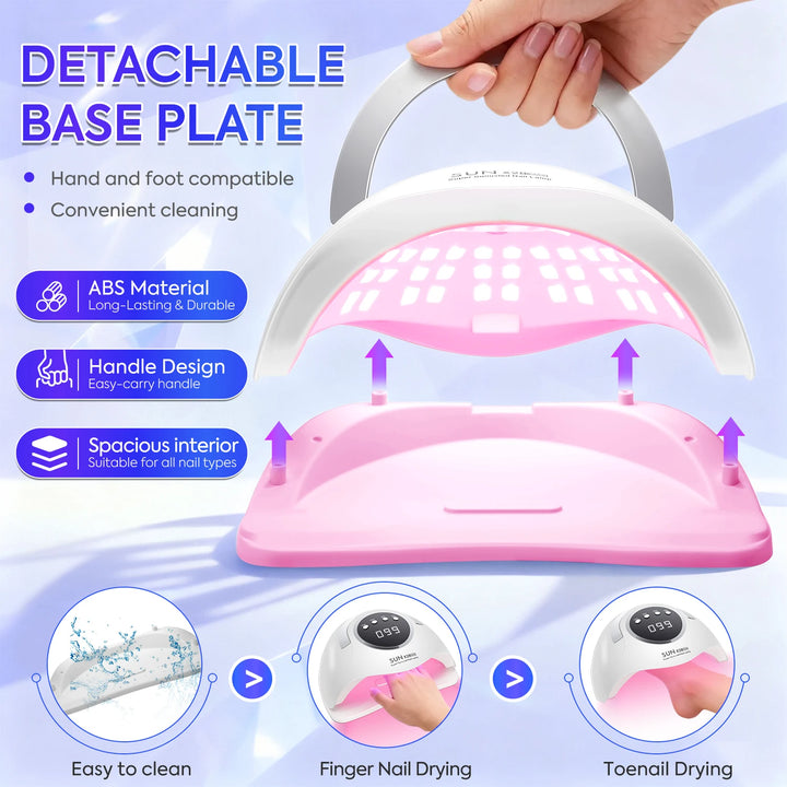 380W UV LED Nail Dryer Machine For Nails 90LEDs Gel Polish Curing Manicure Lamp With Handle Red Lights Nail Lamp For Salon