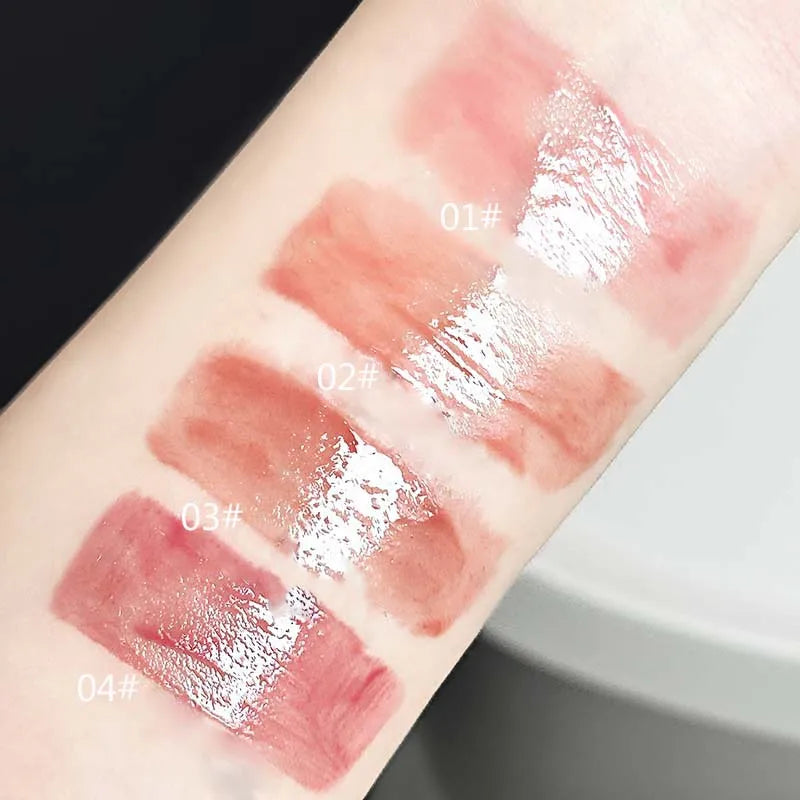 CAPPUVINI Cute Cat Water Mirror Lip Gloss Lasting Moisturizing Rose Apricot Pink Tint Lip Glaze Nude Lipstick Korean Makeup Girl