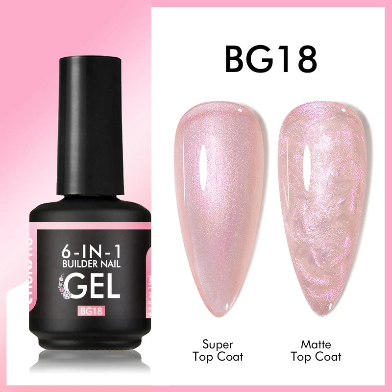 CHUNSHU 6 IN 1 Extension UV Gel Polish In A bottle Builder Nail Gel Rubber Base Coat Semi Permanent Nails Art Self-leveling 15ML