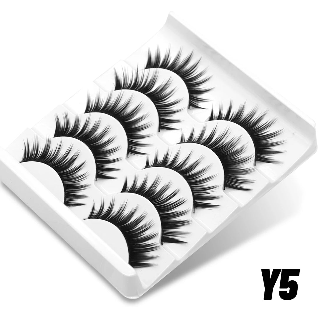 GROINNEYA 3D Mink Lashes Cat Eyelashes Fluffy Wispy Volume Lashes Natural Feathery Effect Lightweight Flexible Band Fake Lashes