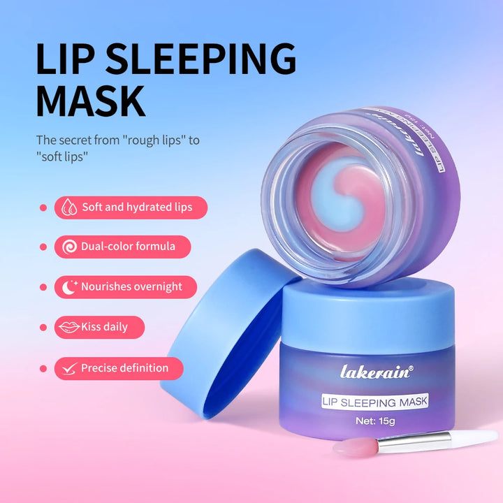 Blueberry Lip Sleeping Mask Overnight Dual Color Hydration For Dry Cracked Skin Reduces Fine Lines Moisturizing Nourish Lip Care