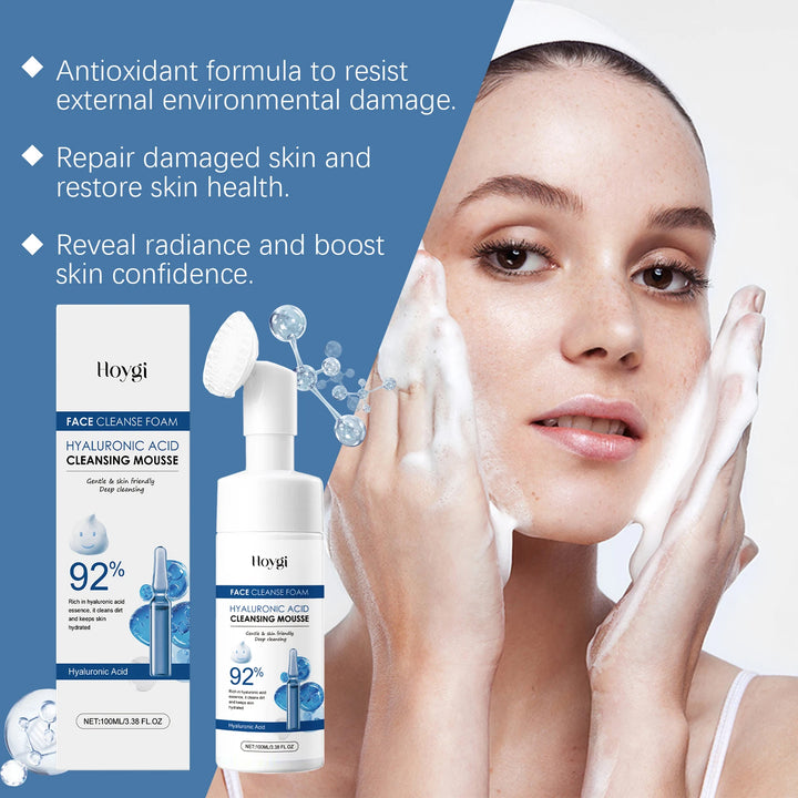 Hyaluronic Acid Cleansing Foam Gentle Moisturizing & Nourishing Oil Control Brightening Rejuvenation Face Wash Foam Face Cleanse