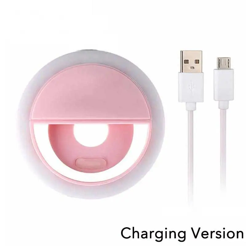 1pc USB Charge Cable LED Selfie Ring Light Adjustable Brightness Phone Camera Fill Light for iPhone Samsung Xiaomi Huawei