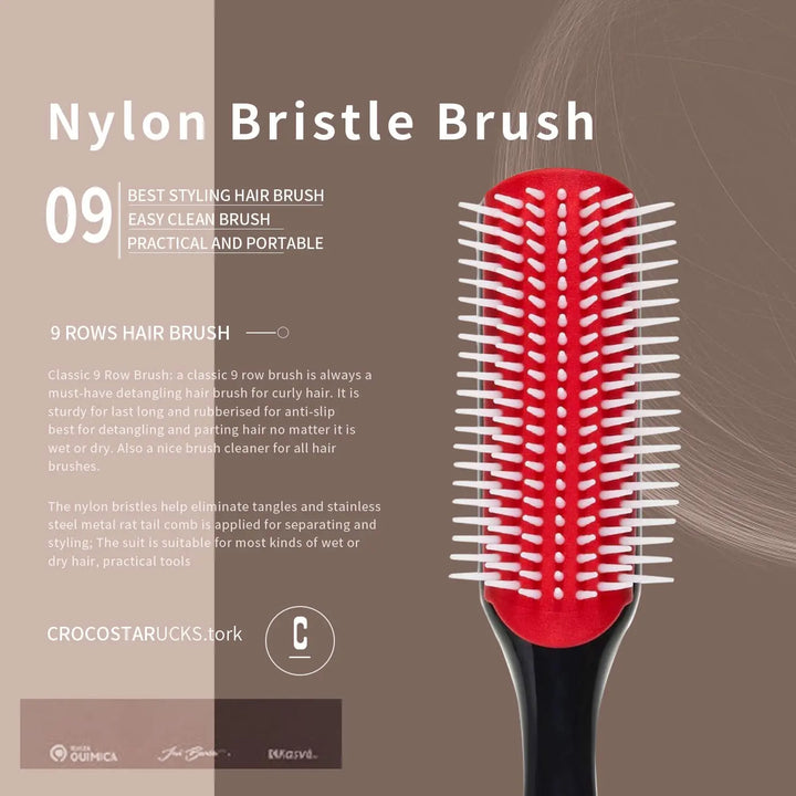 5 Pcs Detangling Brush Set，Curly, Wet/Dry, Black Hair, Flex Detangling Brush set for Hair Style and Cuting, Easy Clean in Daily