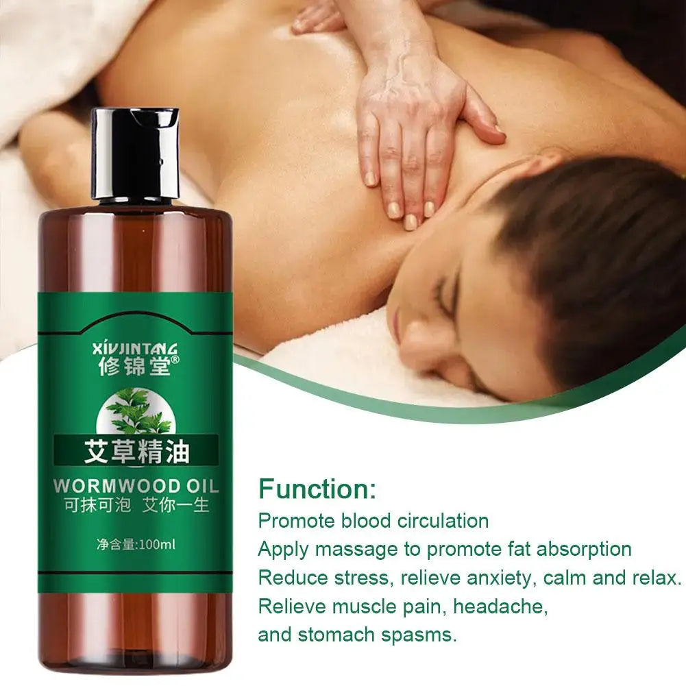 Mugwort Body Massage Oil Body Smooths Skin Massage Oil Relaxing Plant Essential Oil Moisturizing Firming Body Cleansing Essence